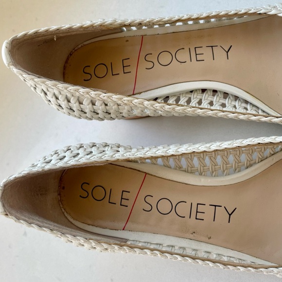 •Sole Society• woven look white block heel pumps - Picture 6 of 6